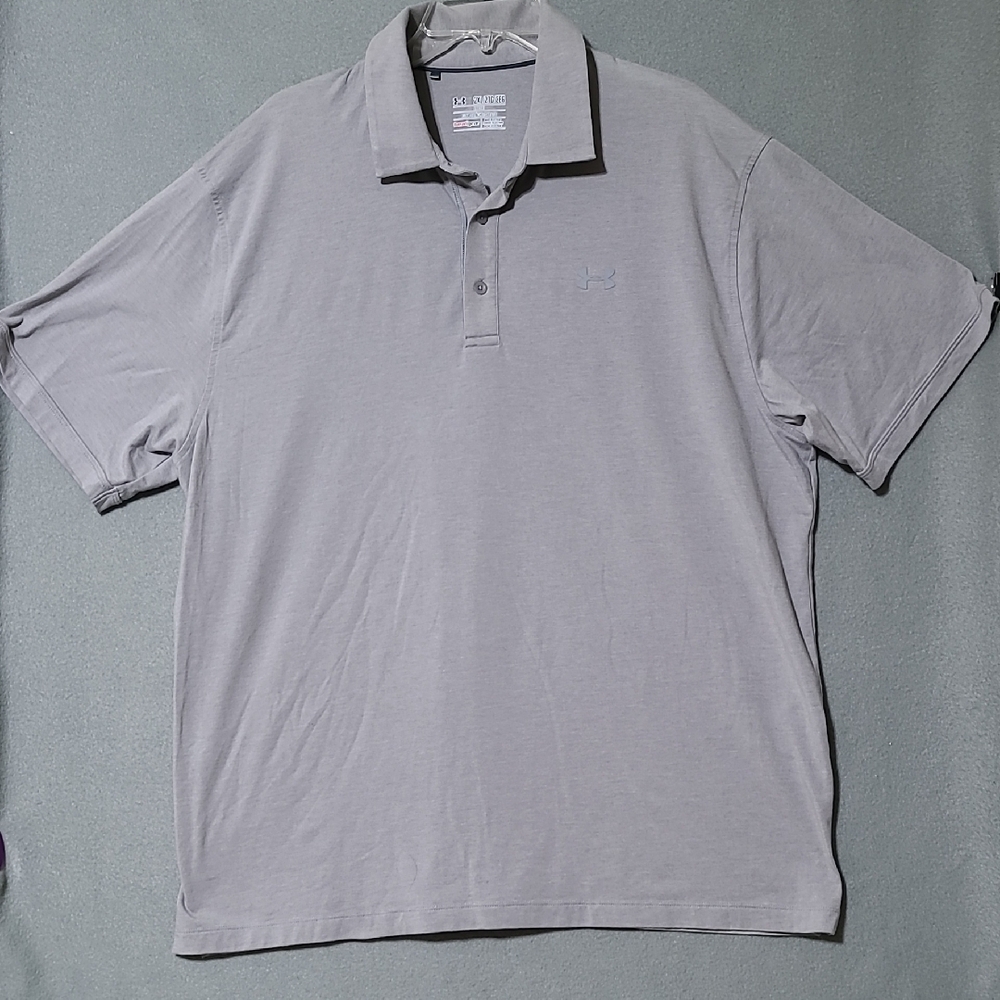 UNDER ARMOUR Men's Gray Short Sleeve Loose Fit Polo Shirt Heat Gear‎ - Size 2XL